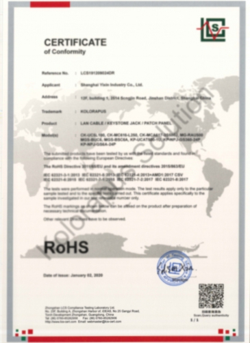 Network Cable (ROHS Certificate)